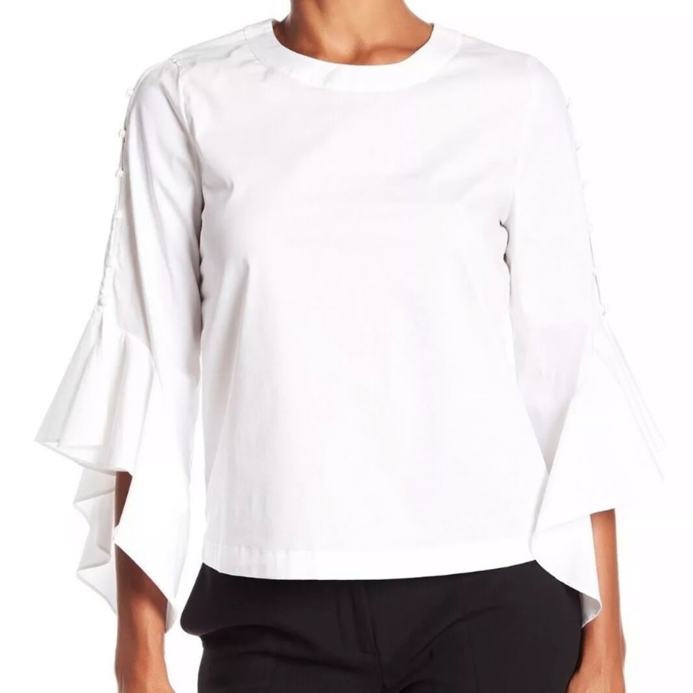 Laundry by shelli segal top ruffle poplin sleeves